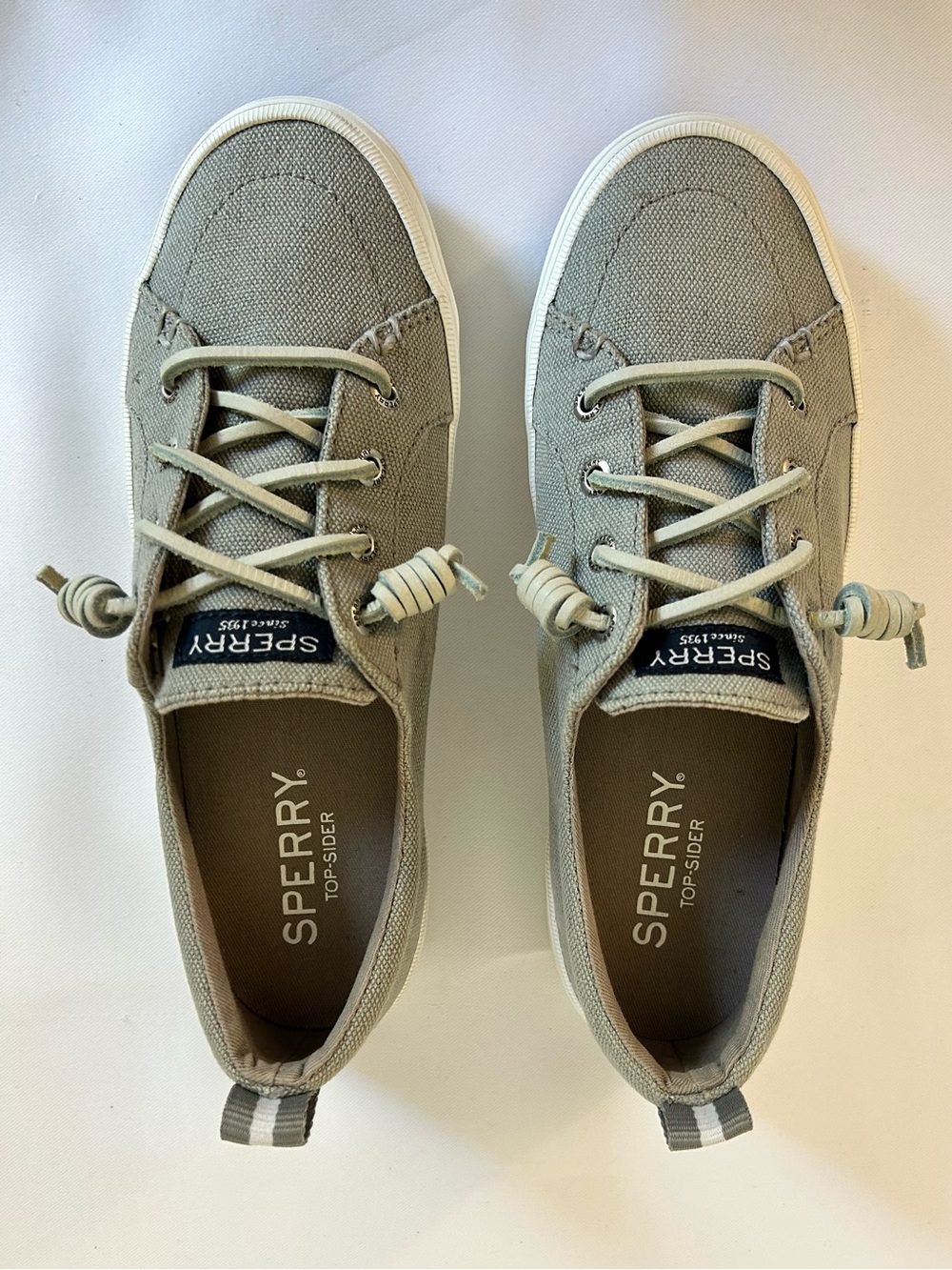 Sperry Top-Sider Women's Light Gray Canvas Lace-Up Boat Shoes Sneakers Sz 6 - Picture 5 of 9